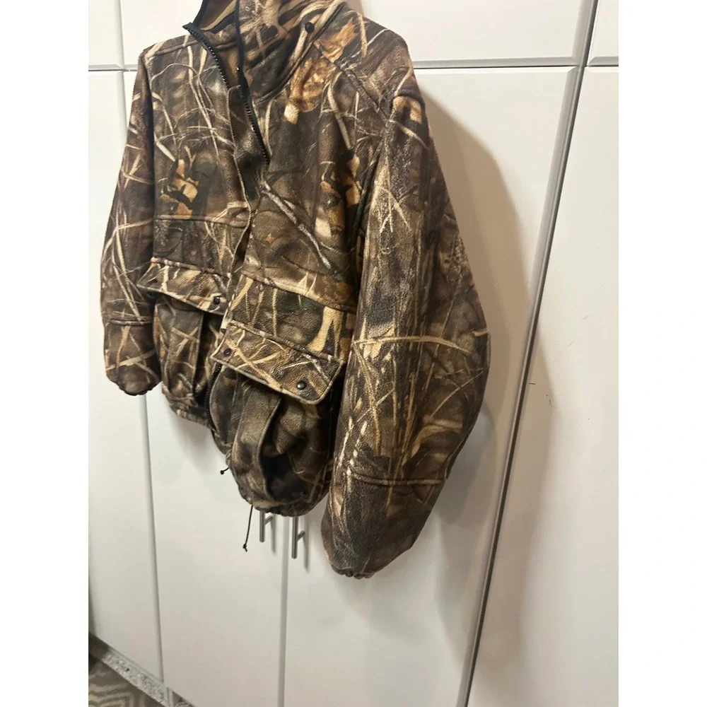 Rivers West Fleece Hunting Jacket Camo Full Zip‎ Cargo Pockets Marsh Grass
